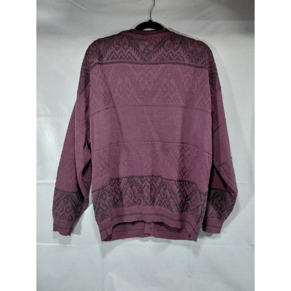 Ash Creek Trading Cable Knit Cardigan XL‎ Deep Purple Dark Academia Preppy